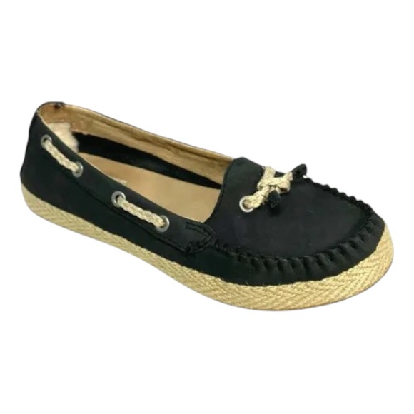 UGG Black Chivon Skimmer Flat Shoes Size 8 - Picture 1 of 16